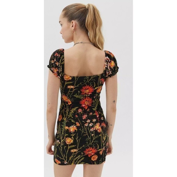 Urban Outfitters Black Floral Print‎ Bodycon Mini Dress- NEW - Picture 2 of 10